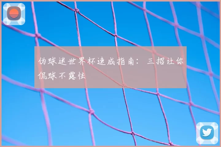 伪球迷世界杯速成指南:三招让你侃球不露怯